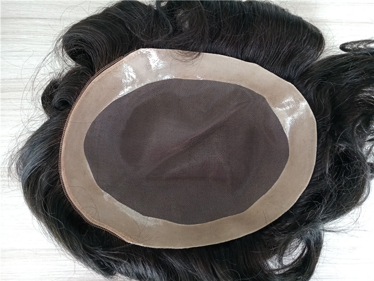 Super high quality hair fine mono with NPU around with folded lace in front toupee for men QM063